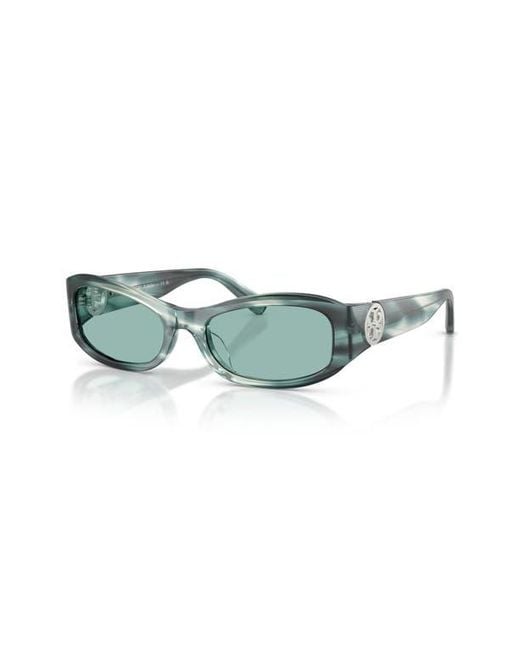Tory Burch Green 55Mm Rectangular Sunglasses