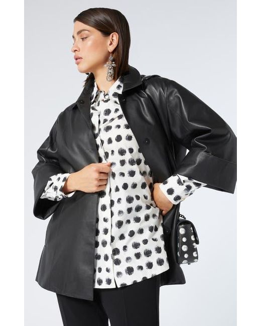 Marina Rinaldi Black Nilo Print Poplin Tunic Shirt