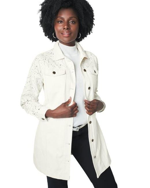 Jessica London White Long Denim Jacket