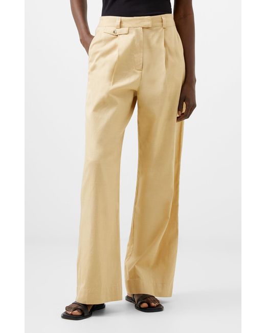 French Connection Natural Alania City Pleat Wide Leg Pants