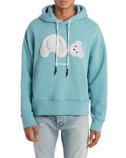 Palm Angels Blue Kill The Bear Popover Hoody for men