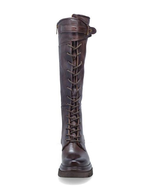 A.s.98 Black Edison Lace-Up Knee High Boot
