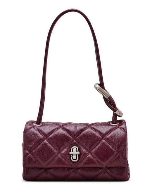 Marc Jacobs Purple The Mini Dual Chain Diamond Quilted Leather Shoulder Bag