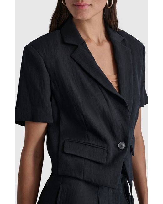 DKNY Black Short Sleeve Crop Blazer