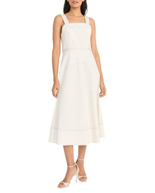 Maggy London White Sleeveless Midi Sundress