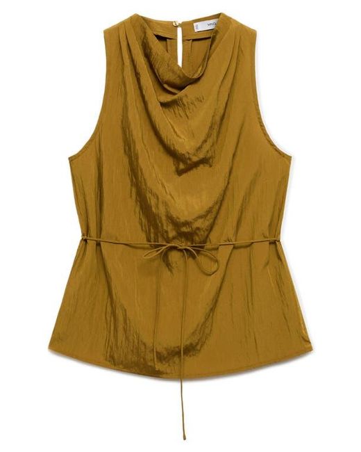 Mango Orange Texture Tie Waist Sleeveless Top