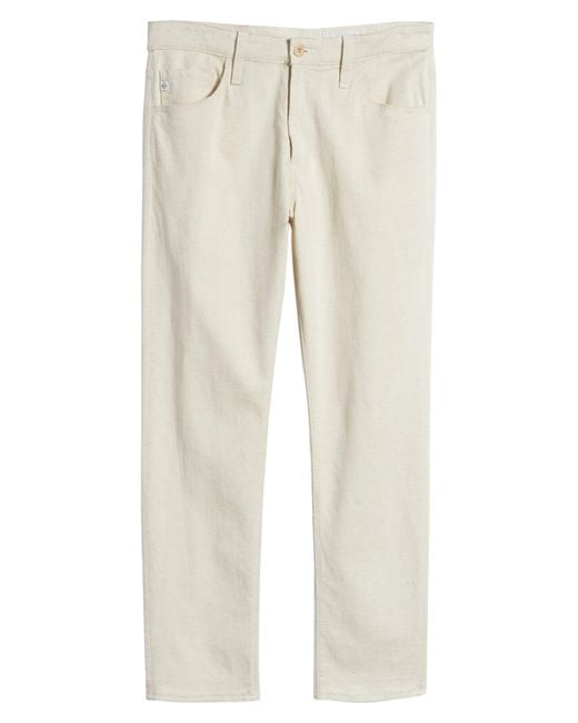AG Jeans White Everett Slim Straight Leg Cotton & Linen Blend Jeans for men