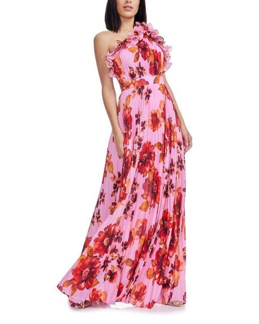 Dress the Population Red Vida Ruffle & Pleat Evening Gown