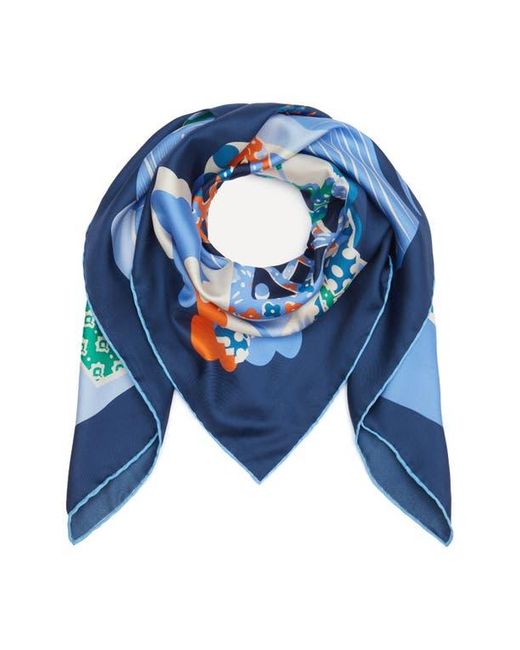 Liberty Blue Tudor Patchwork Silk Square Scarf
