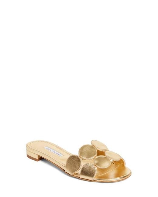 Manolo Blahnik Metallic Haribal Slide Sandal