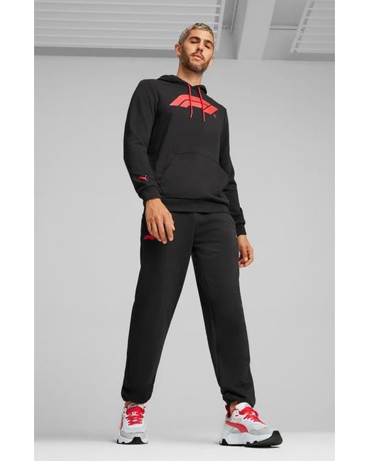 PUMA Black Formula 1 Essentials Logo Hoodie for men