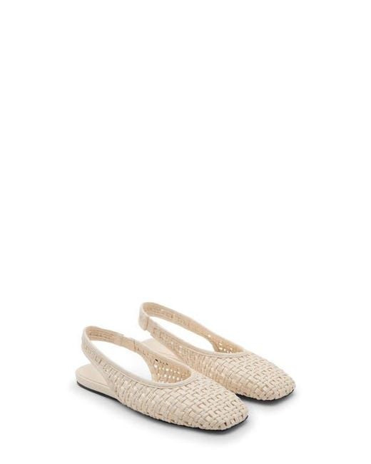 Mango White Woven Slingback Flat