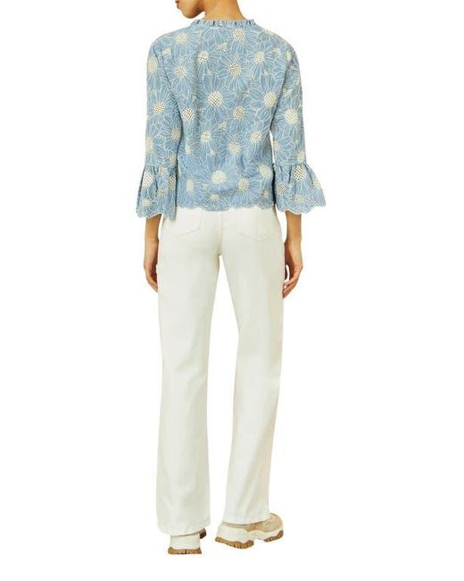 Yumi' Blue Daisy Broderie Shirt