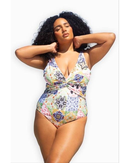 FASHION-SZN CURVE Women's Curve Twist Front Sculpting Swimsuit