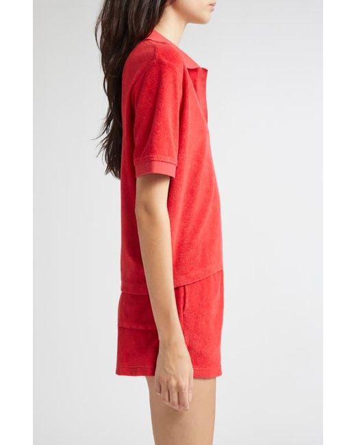 Sporty & Rich Red Vendome Cotton Terry Polo
