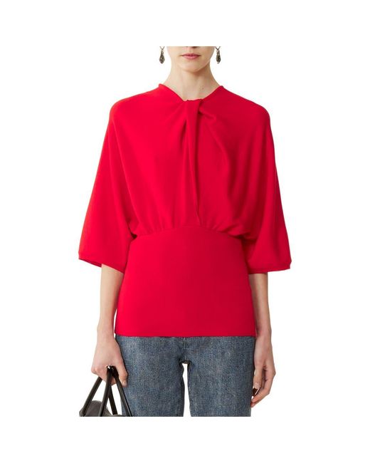 Lanvin Women's Red Merino Wool Sweater With Bow Detail