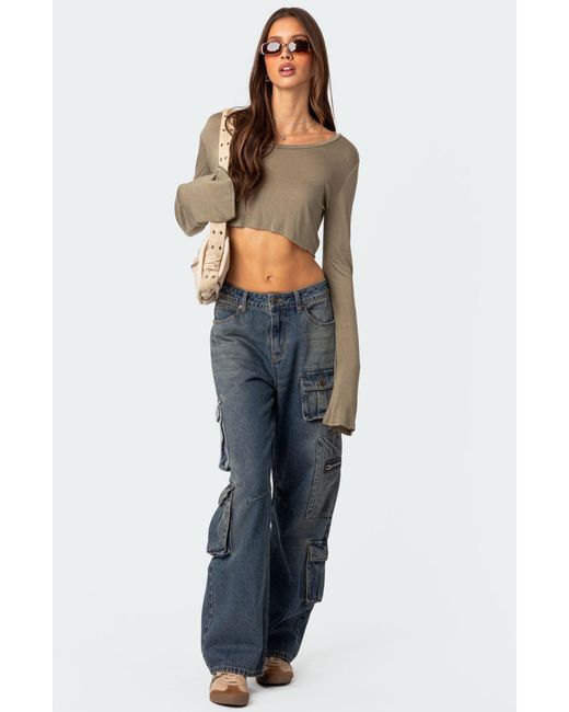 Edikted baggy Boyfriend Cargo Jeans in Blue