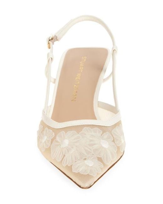 Stuart Weitzman White Vinnie 50 Slingback Pump
