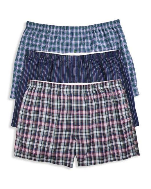 Harbor Bay by DXL Blue Big & Tall 3-Pk Academy Woven Boxers for men