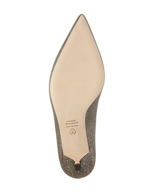 Stuart Weitzman Brown Power Pointed Toe Kitten Heel Pump