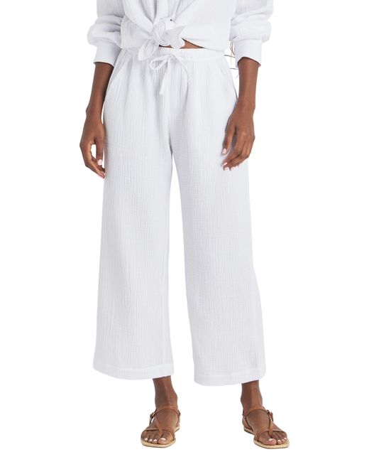 Splendid White Adele Cotton Gauze Drawstring Pants