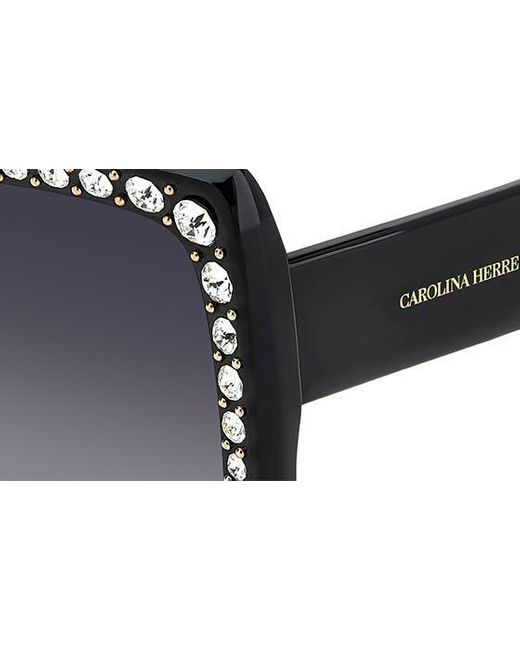 Carolina Herrera Black 53mm Crystal Embellished Square Sunglasses