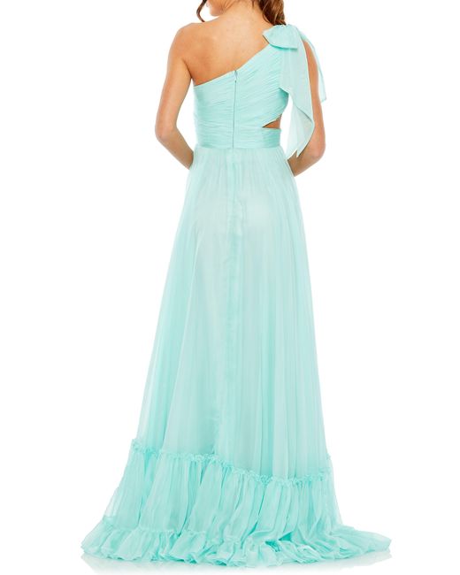 Mac Duggal Ruched Tiered One-shoulder Gown in Blue | Lyst
