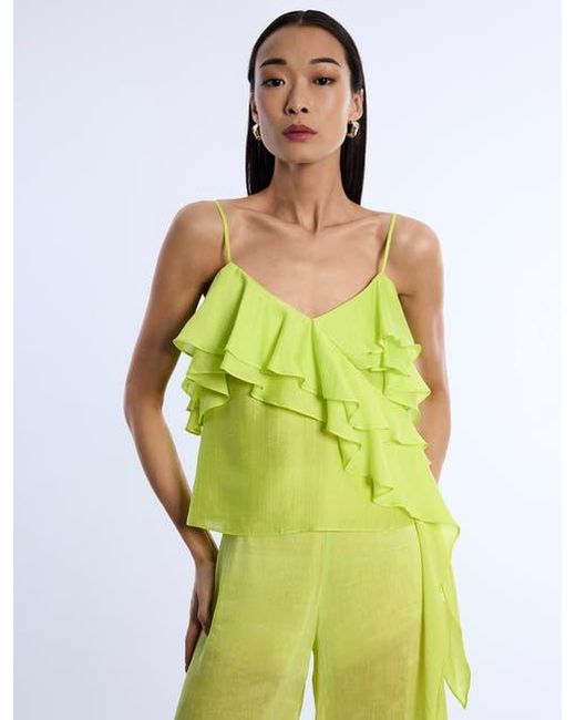 BCBGMAXAZRIA Green Flounce Cami