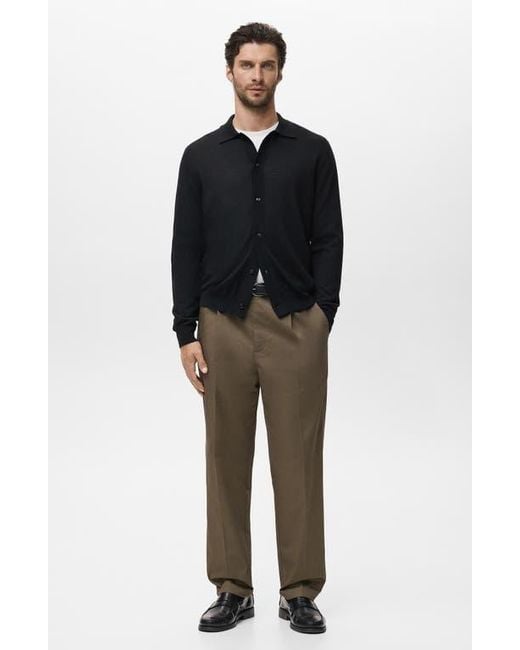 Mango Black Wool Cardigan for men