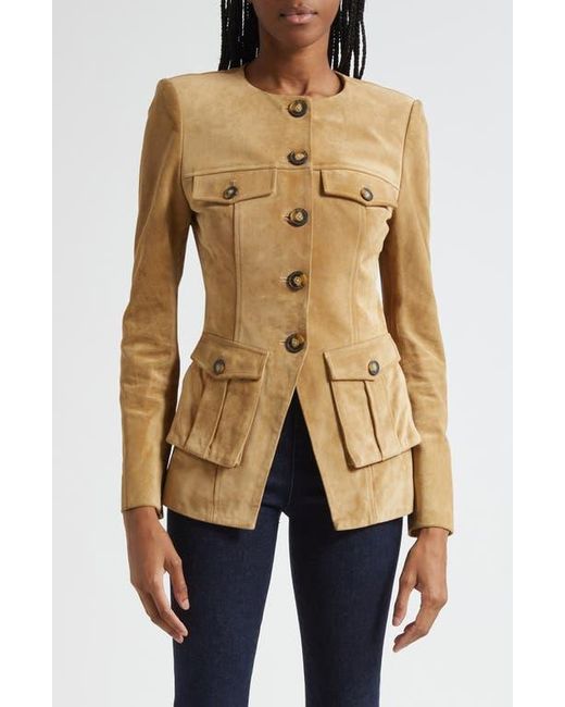 Veronica Beard Blue Orrin Suede Cargo Jacket