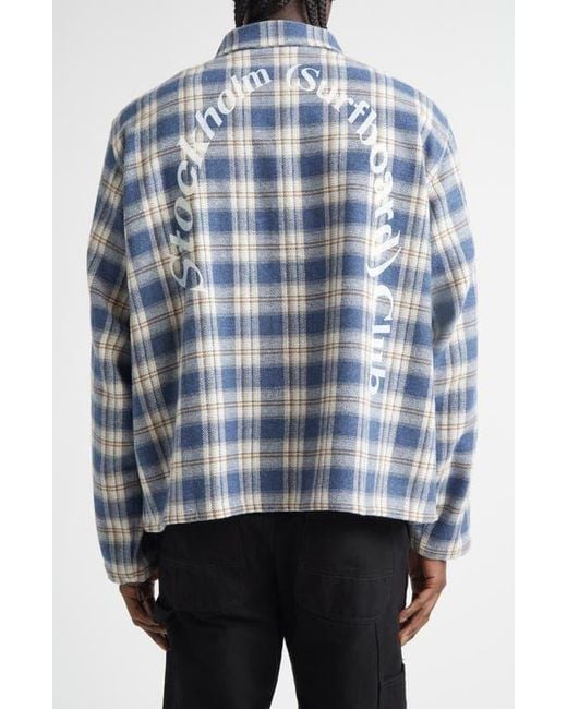 Stockholm Surfboard Club Club Plaid Overshirt in Blue for Men | Lyst