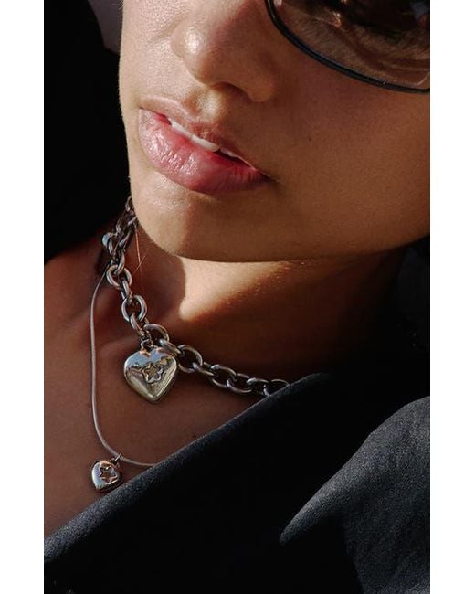 RIMOR JEWELRY White Star Heart Cable Chain Choker