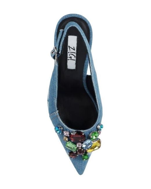 Zigi Blue Rossy Pointed Toe Slingback Pump