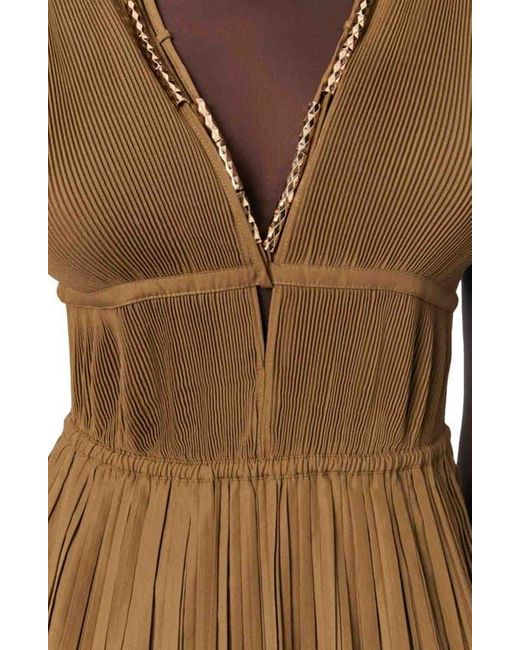 Maje Natural Jewellery Neckline Pleated Dress