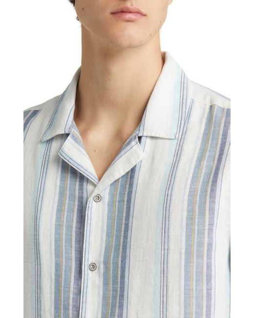 Rails Blue Amalfi Stripe Short Sleeve Cotton Button-Up Shirt for men