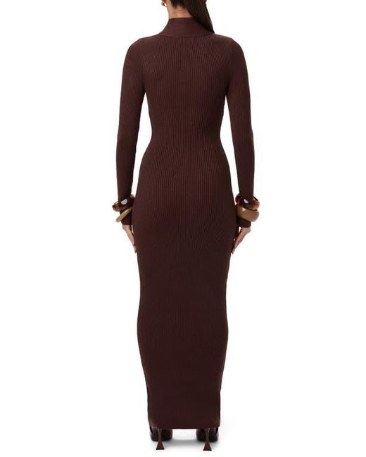 Naked Wardrobe Purple Rib Long Sleeve Body-Con Sweater Dress