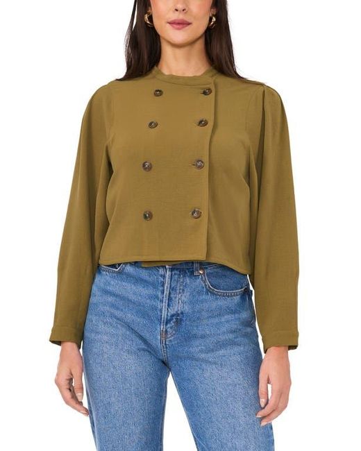 Vince Camuto Green Convertible Double Breasted Crinkle Twill Jacket
