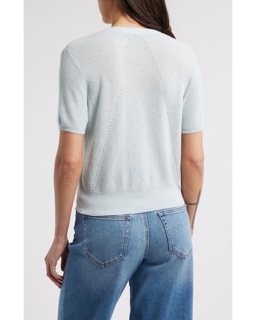 Rag & Bone Blue Dina Short Sleeve Cotton & Cashmere Blend Cardigan