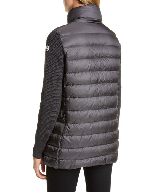 Moncler Quilted Down & Wool Long Cardigan in Grey (Gray) - Save 42% - Lyst