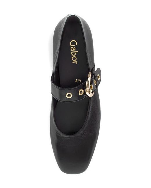 Gabor Black Leather Mary Jane Flat