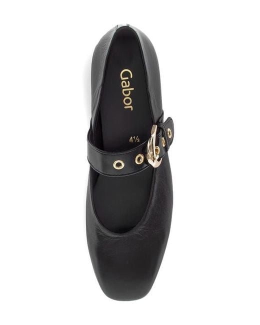 Gabor Black Leather Mary Jane Flat