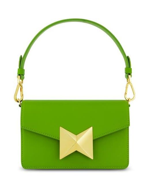 Mac Duggal Green Classic Leather Plated Hardware Shoulder Bag