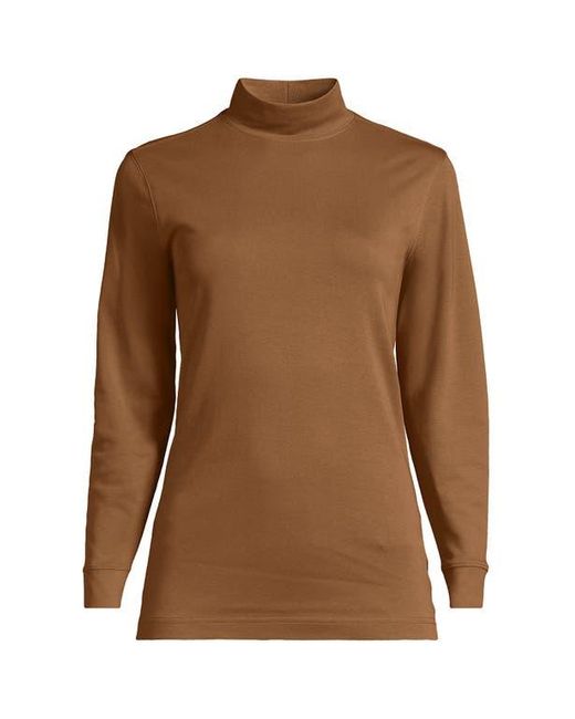 Lands' End Blue Relaxed Cotton Long Sleeve Mock Turtleneck