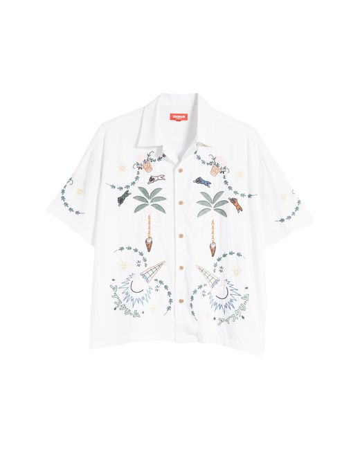 ICECREAM White The Palms Embroidered Camp Shirt for men