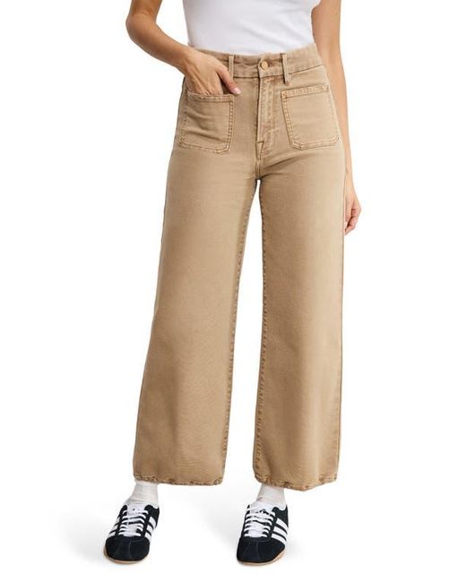 GOOD AMERICAN Natural Patch Pocket Crop Palazzo Jeans