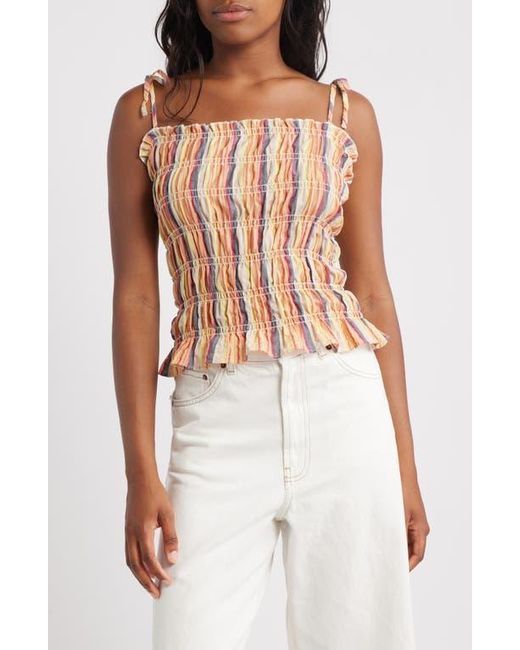 TOPSHOP White Stripe Shirred Cotton Camisole