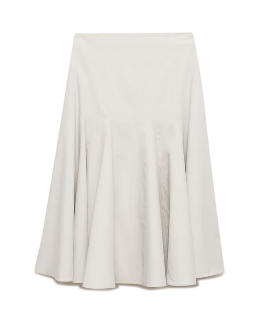 Mango White Pleat Midi Skirt