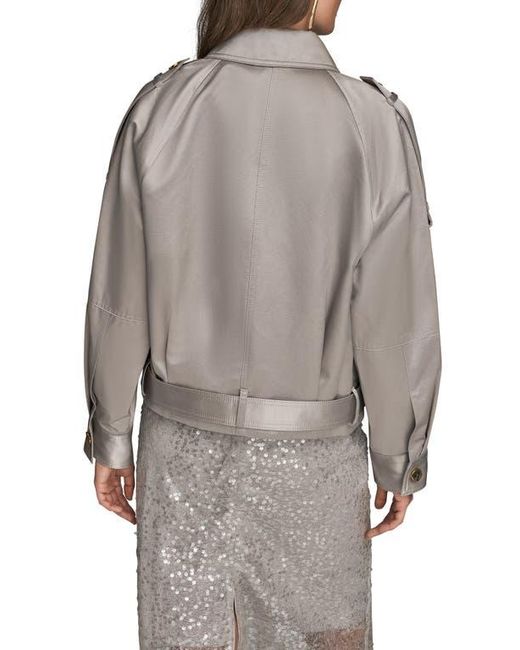 Donna Karan Gray Pocket Cotton Blend Zip Jacket