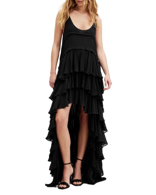 AllSaints Black Cavarly Tiered High-low Dress