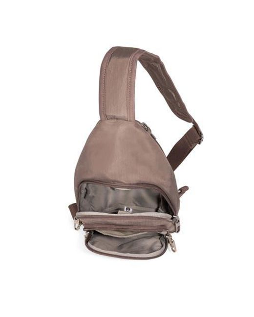 Baggallini Brown Securtex Anti-Theft Daytripper Sling Bag